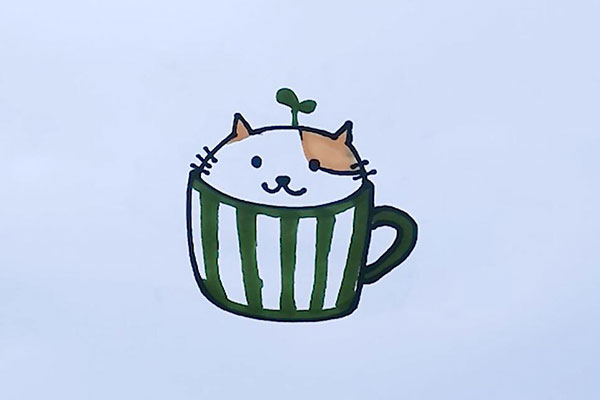 茶杯猫简笔画