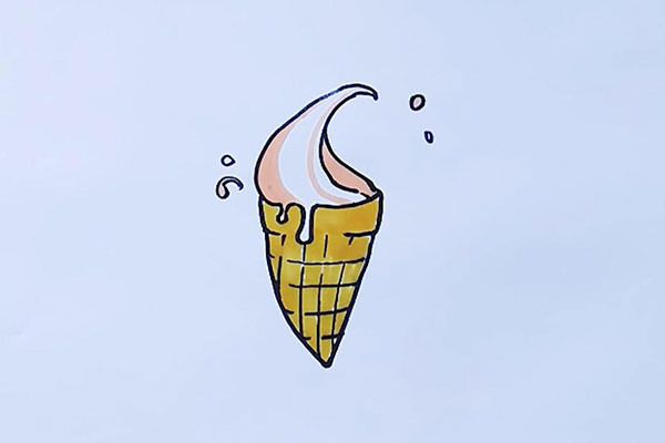 蛋筒冰淇淋简笔画