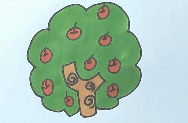苹果树简笔画 苹果树简笔画画法步骤