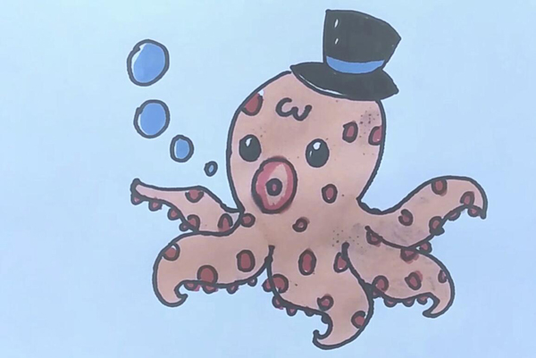 胖章鱼简笔画  胖章鱼怎么画