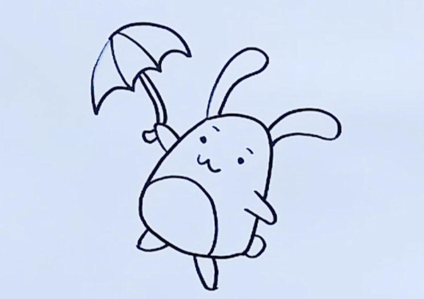 兔子和雨伞简笔画  兔子和雨伞简笔画步骤