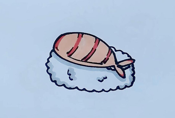 鲜虾寿司的简笔画 鲜虾寿司简笔画怎么画