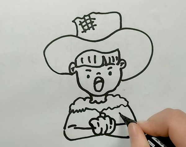 拿南瓜的小男孩简笔画  拿南瓜的小男孩怎么画