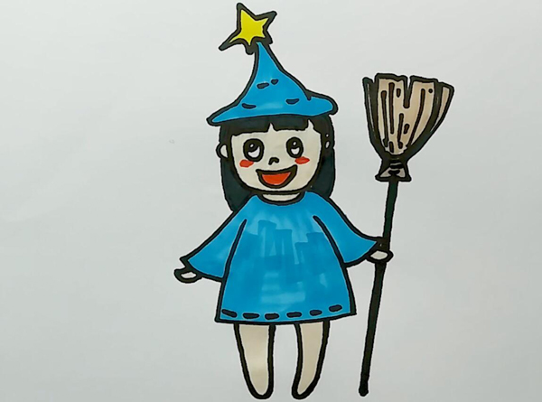 可爱小女巫简笔画  可爱小女巫怎么画