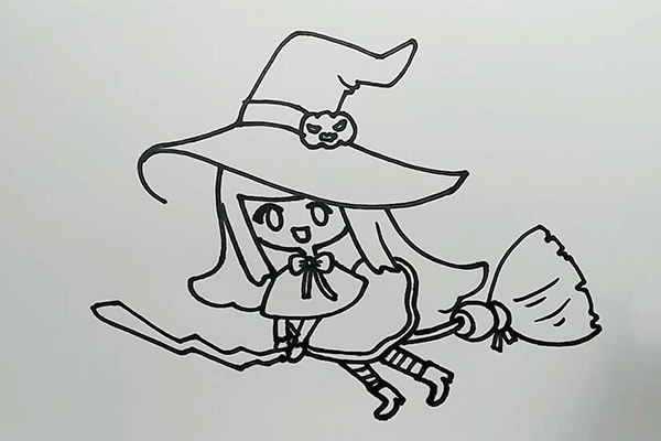 万圣节女巫师简笔画 万圣节女巫师的画法