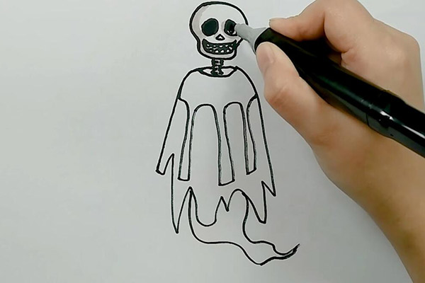 骷髅幽灵简笔画 骷髅幽灵的画法