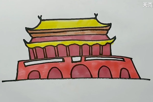 北京天安门怎么画涂色 北京天安门怎么涂色
