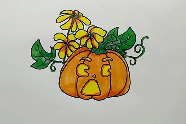南瓜和花朵简笔画 南瓜和花朵怎么画