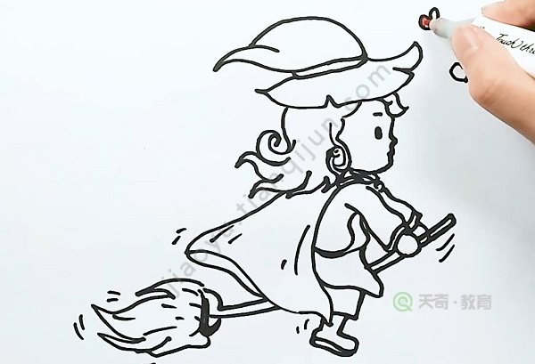 可爱的小女巫简笔画可爱的小女巫的画法
