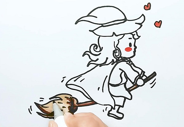 可爱的小女巫简笔画 可爱的小女巫的画法