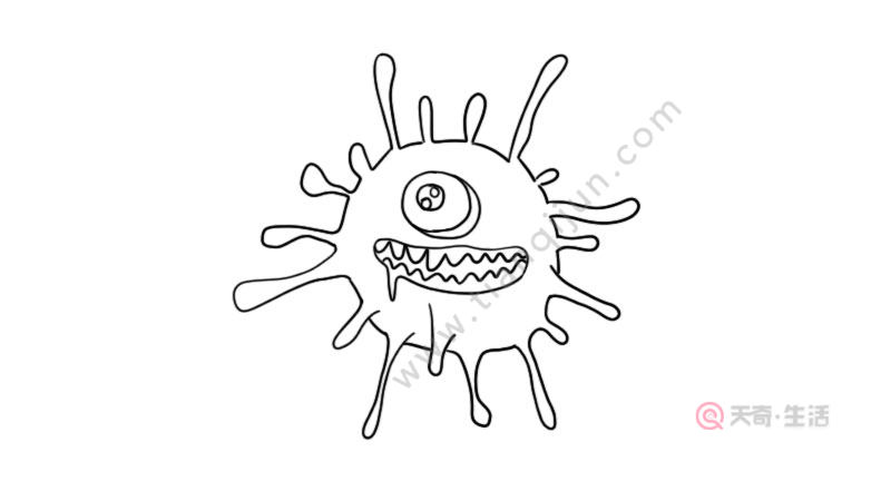 新冠病毒简笔图片