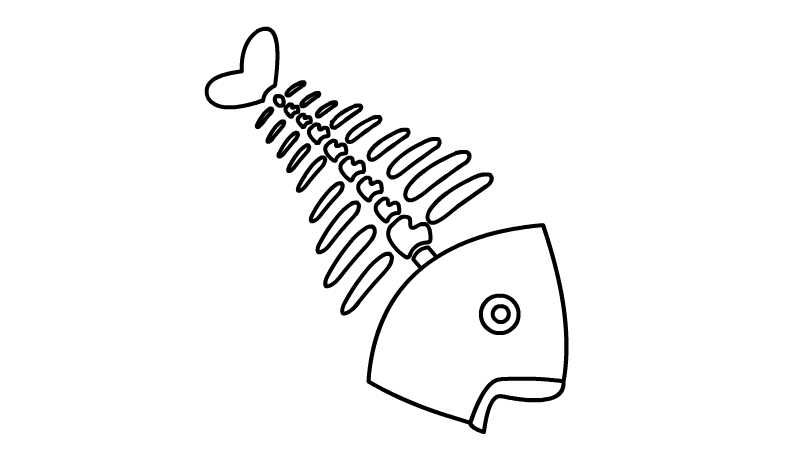 鱼刺的简笔画图片
