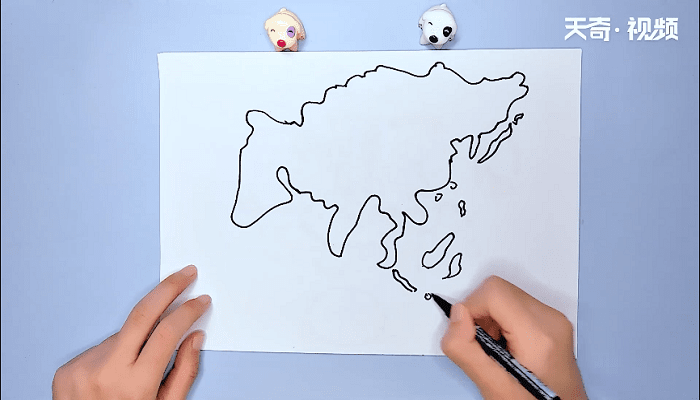 亚洲的简画图图片
