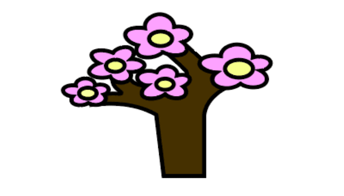 桃花树简笔画彩色图片