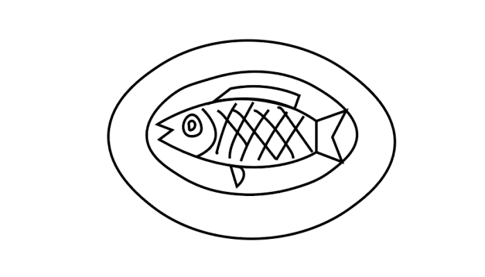 鱼纹盘子简笔画图片