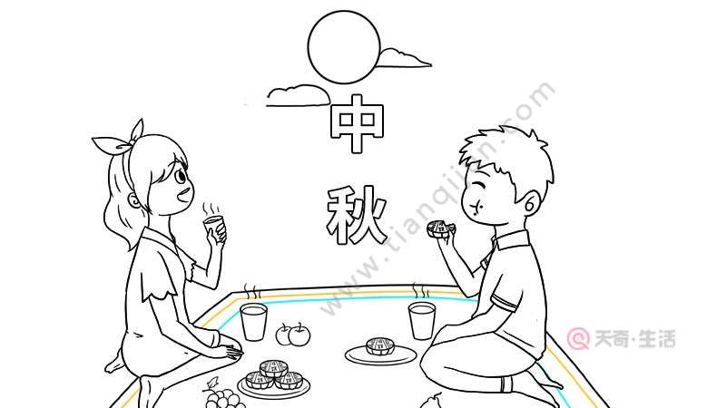 中秋节祭月简笔画图片