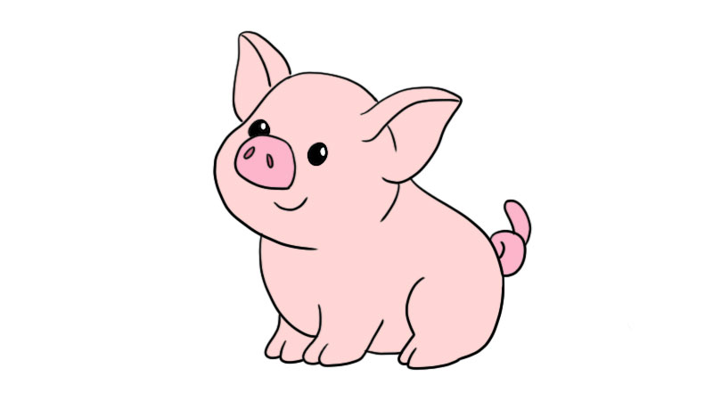 水彩简笔画可爱小猪图片