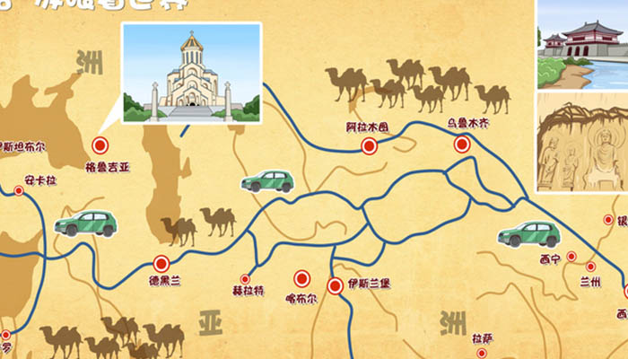 西汉丝绸之路示意图图片