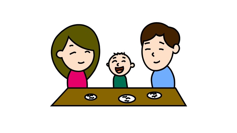 幸福一家人简笔画吃饭图片