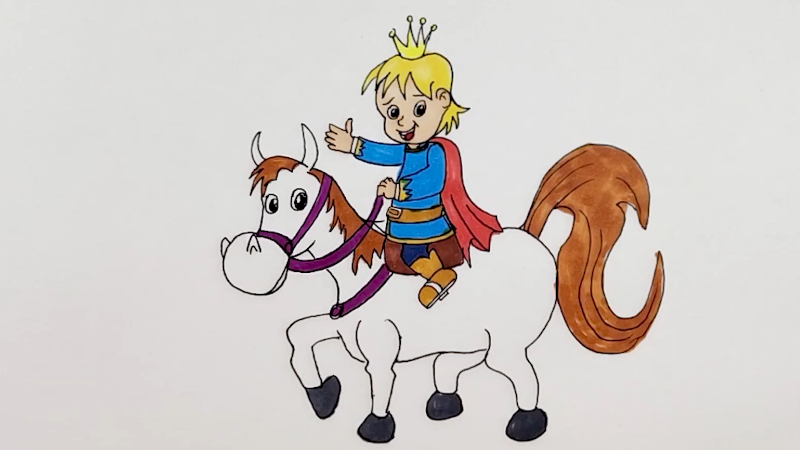 王子骑着马的简笔画图片