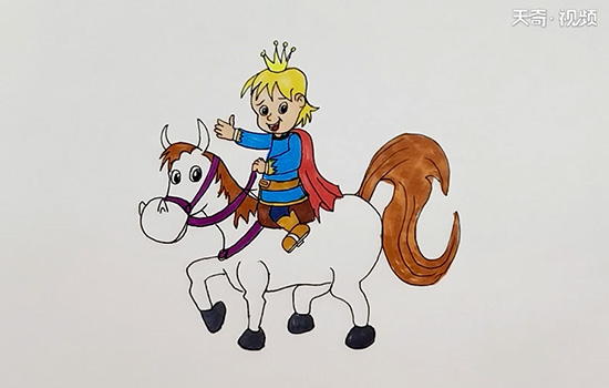 儿童画白马王子图片