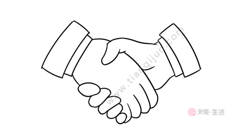 两个人握手简笔画图片