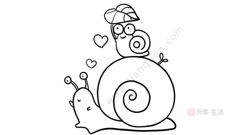 蜗牛简笔画吃东西图片