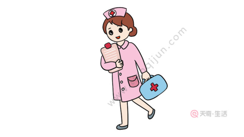 护士简笔画带颜色步骤图片