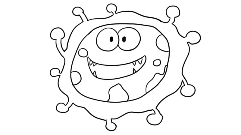 打病毒简笔画细菌图片