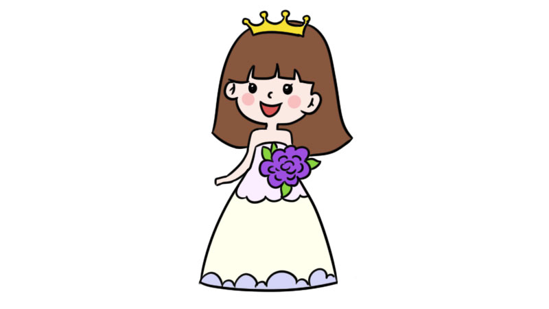 小公主简笔画漂亮婚纱图片