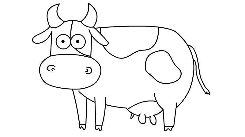 奶牛简笔画轮廓图片