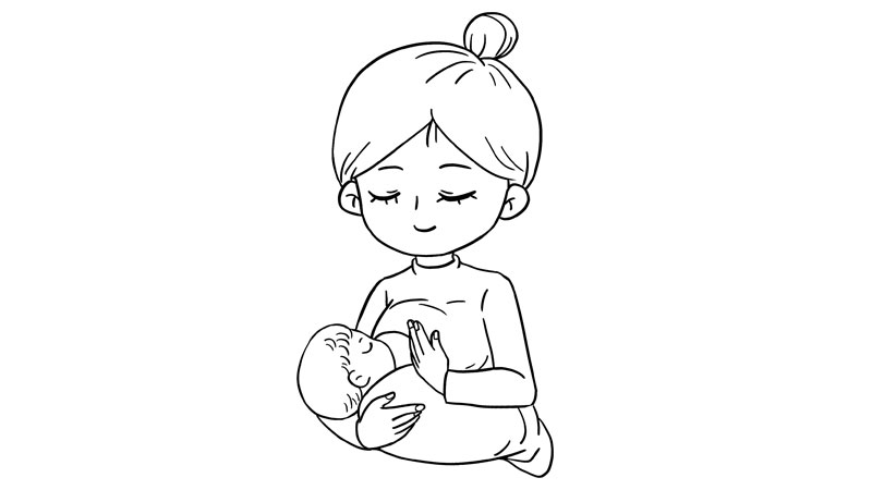 母亲抱着婴儿的简笔画图片