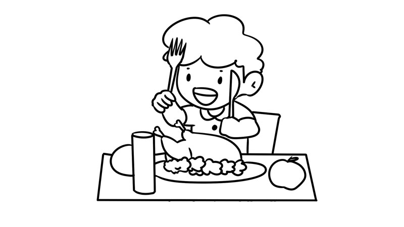 儿童节吃大餐简笔画画法