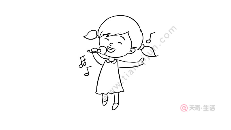 在唱歌的小女孩简笔画图片