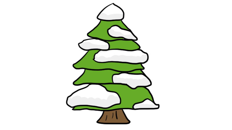 带雪的松树简笔画叶子图片
