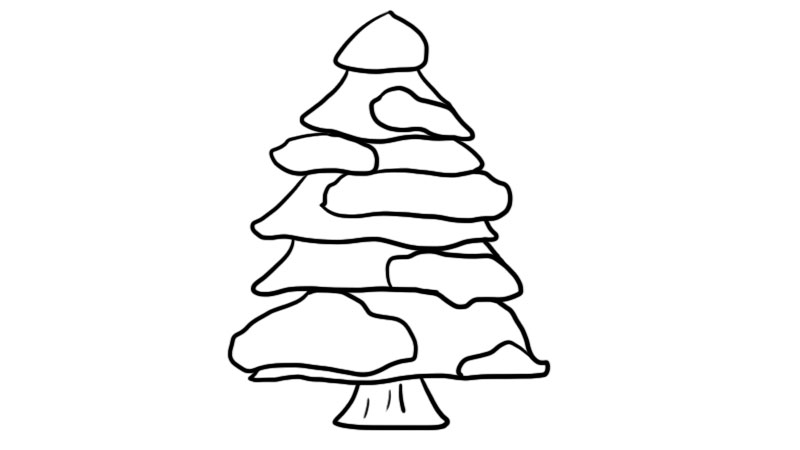 带雪的松树简笔画叶子图片