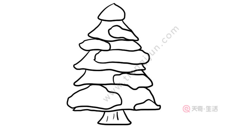 雪山上的树简笔画图片