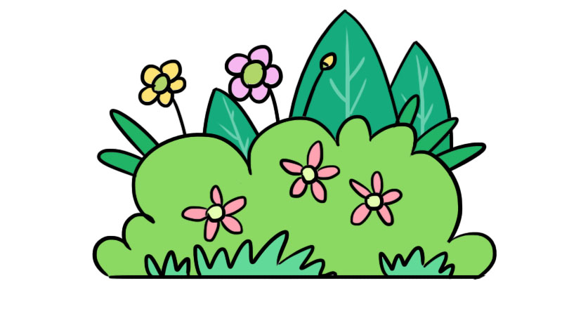 春天植物简笔画风景图片