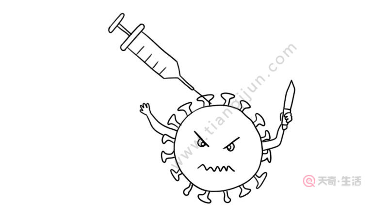 关于新冠病毒的简笔画图片