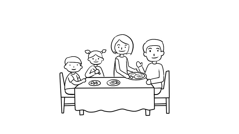 家人聚餐图片简笔画图片