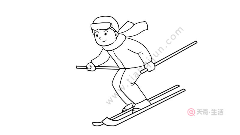滑雪人物简笔画画法 滑雪人物简笔画步骤