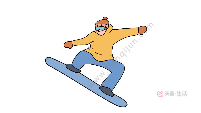 雪人滑雪简笔画简单图片