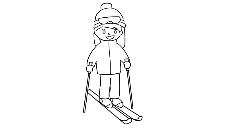 滑雪动作简笔画图片