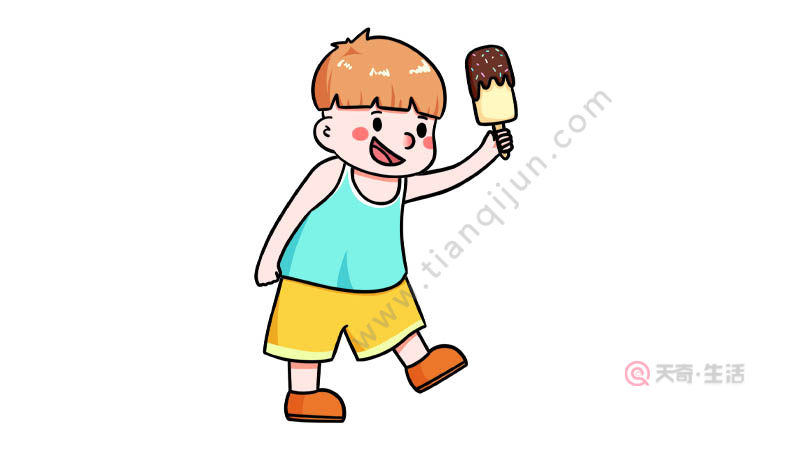 小孩儿吃冰淇淋简笔画图片