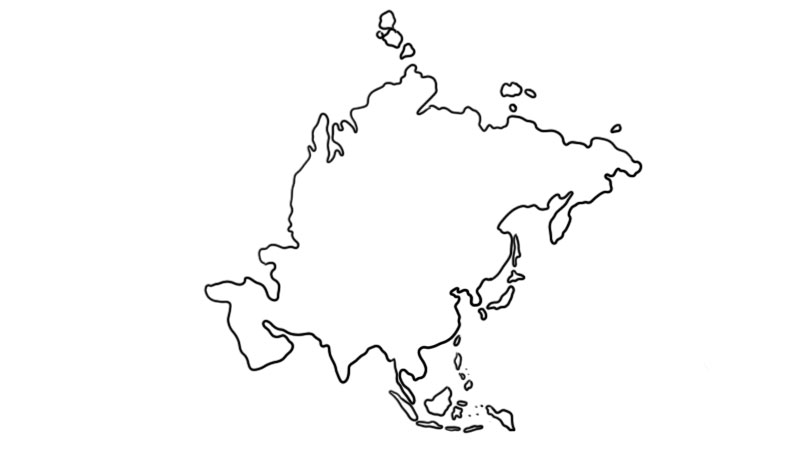 亚洲板块轮廓地图手绘图片