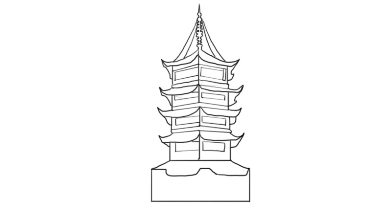 中国建筑简笔画铁塔图片