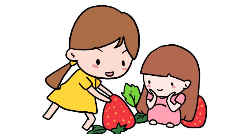 小朋友摘草莓图片卡通图片