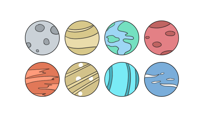 9大行星简笔画图片