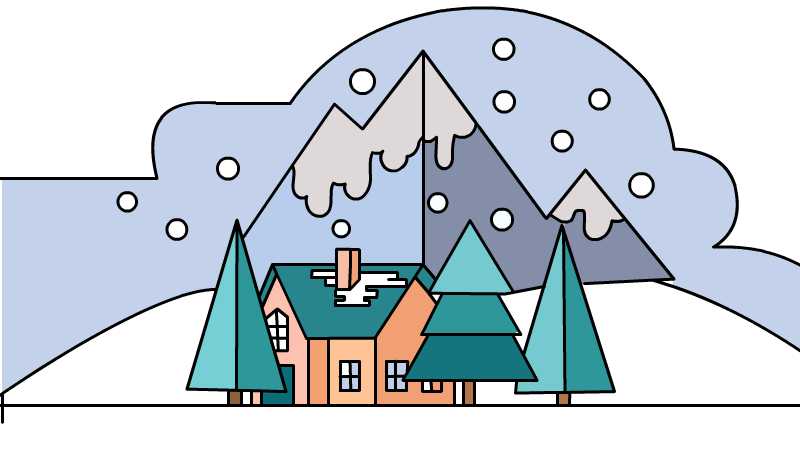冬天的房子简笔画彩色图片