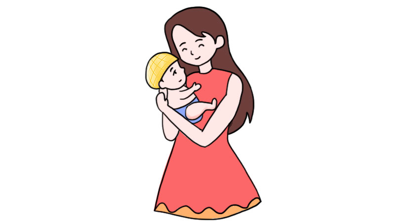 妈妈抱宝宝简笔画卡通图片